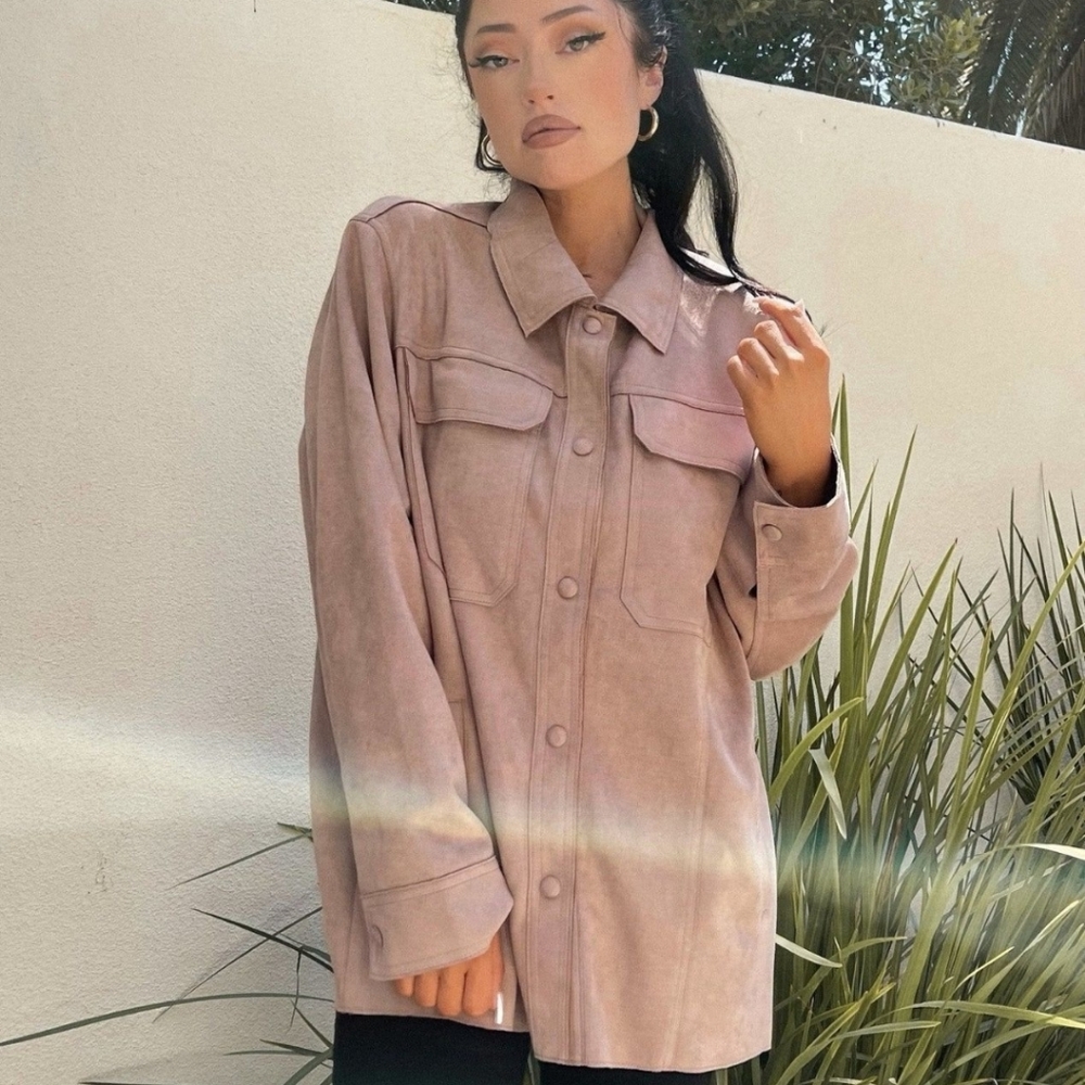 NWT Jules Kae Hannah Shacket in Mauve/beige